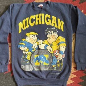 Vintage 90''s University Michigan Wolverines Flintstones Sweatshirt